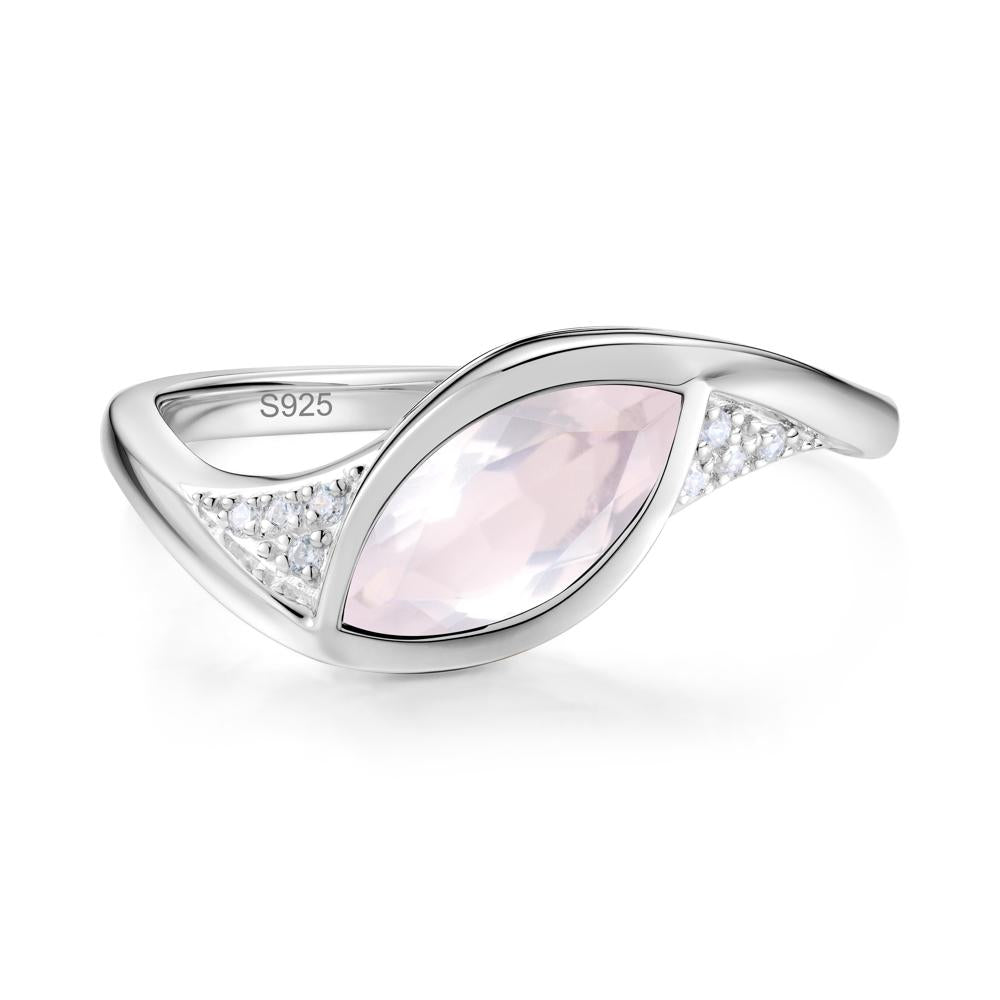 Minimalist Bezel Set Marquise Sapphire Engagement Ring - LUO Jewelry #gemstone_Rose Quartz