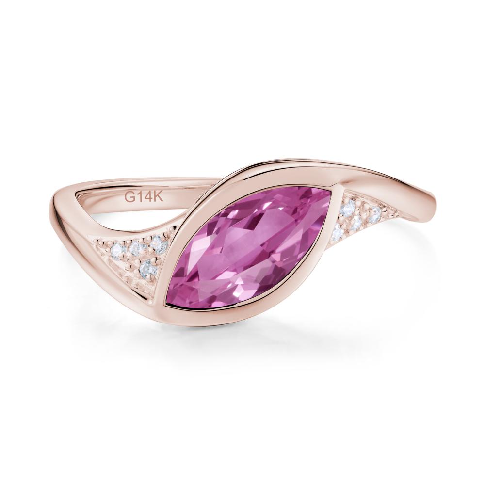 Minimalist Bezel Set Marquise Sapphire Engagement Ring - LUO Jewelry #gemstone_Pink Sapphire