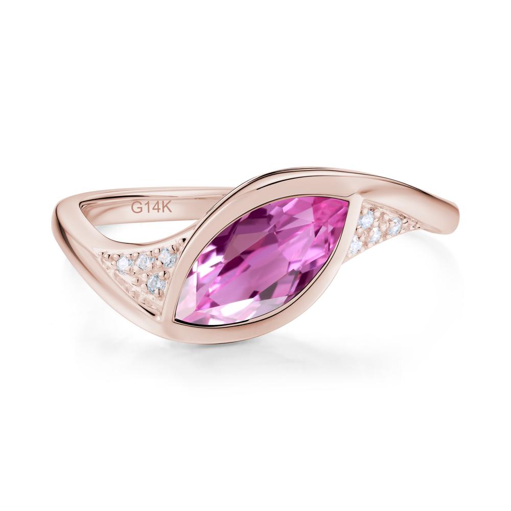 Minimalist Bezel Set Marquise Sapphire Engagement Ring - LUO Jewelry #gemstone_Pink Sapphire