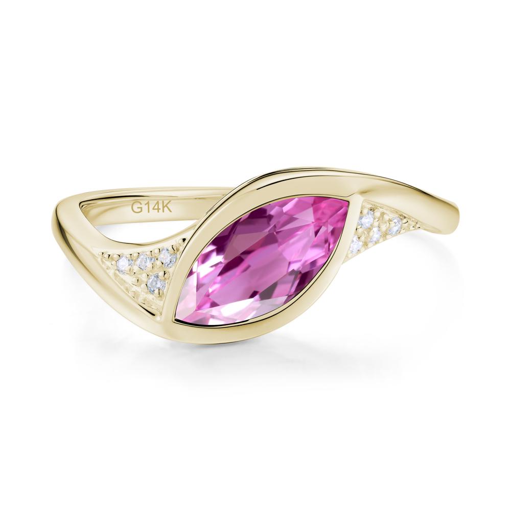 Minimalist Bezel Set Marquise Sapphire Engagement Ring - LUO Jewelry #gemstone_Pink Sapphire