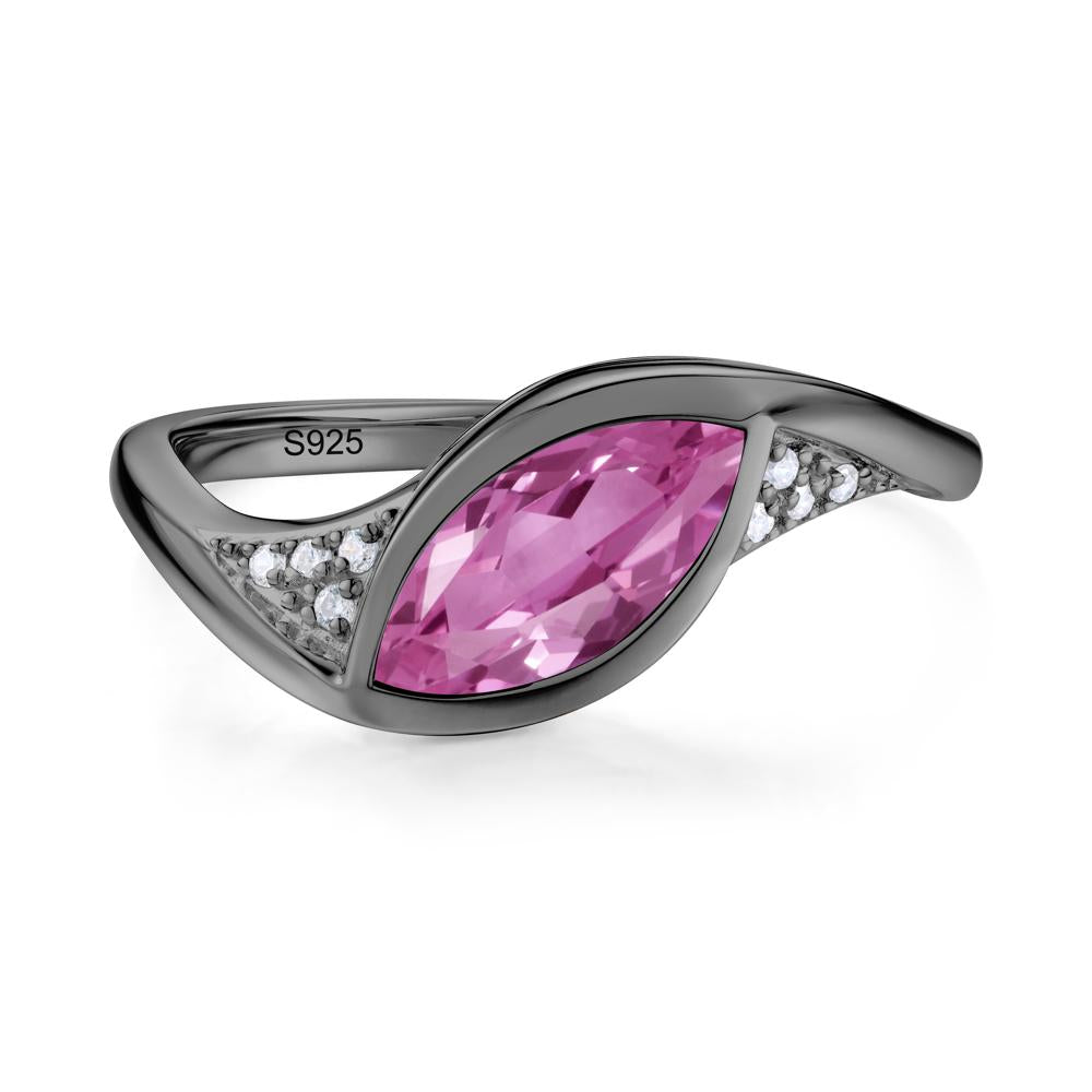 Minimalist Bezel Set Marquise Sapphire Engagement Ring - LUO Jewelry #gemstone_Pink Sapphire