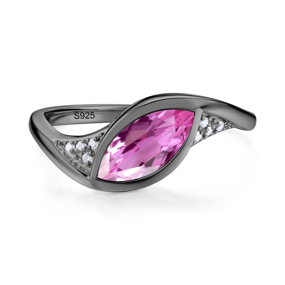 Minimalist Bezel Set Marquise Sapphire Engagement Ring - LUO Jewelry #gemstone_Pink Sapphire