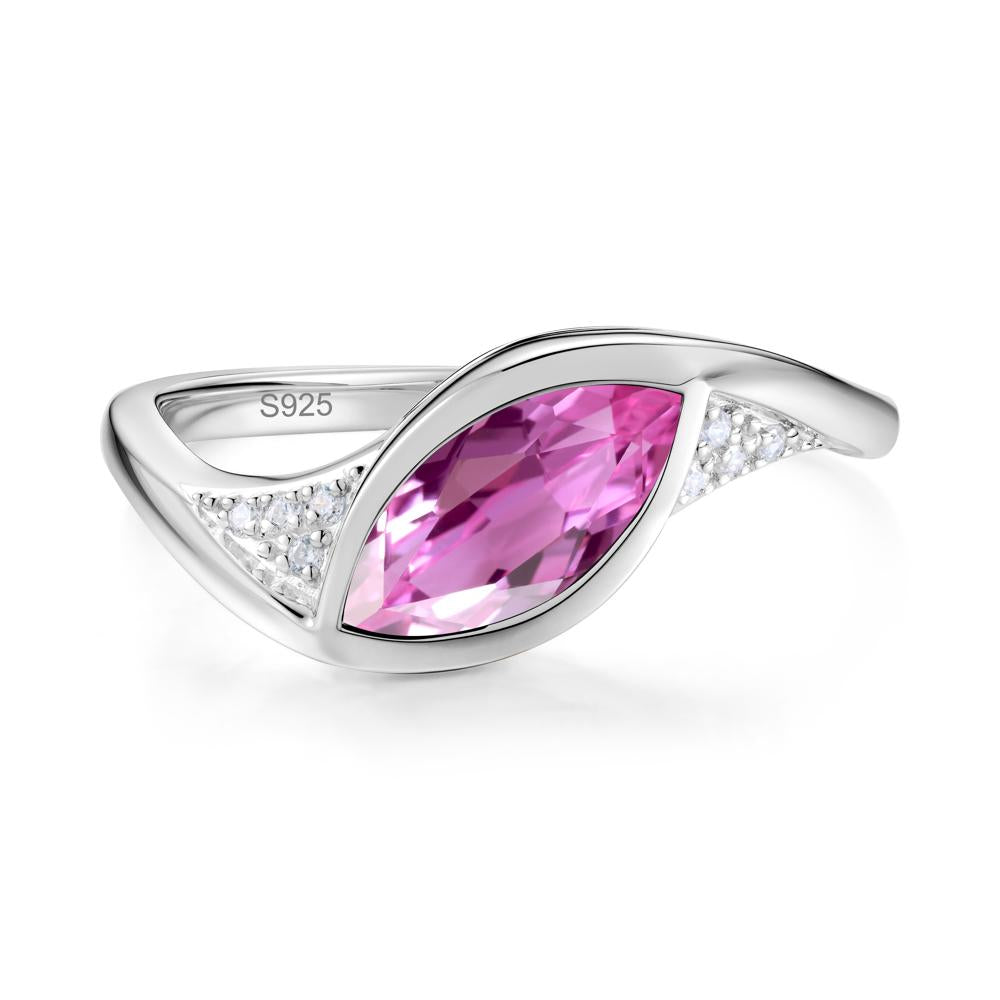 Minimalist Bezel Set Marquise Sapphire Engagement Ring - LUO Jewelry #gemstone_Pink Sapphire