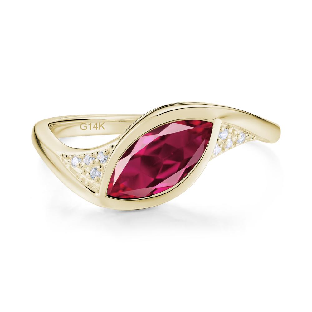 Minimalist Bezel Set Marquise Sapphire Engagement Ring - LUO Jewelry #gemstone_Ruby
