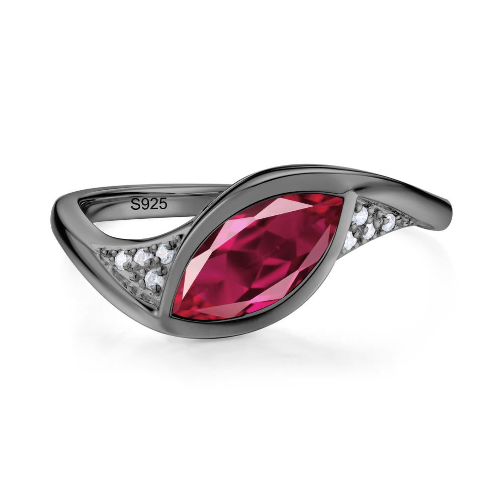 Minimalist Bezel Set Marquise Sapphire Engagement Ring - LUO Jewelry #gemstone_Ruby