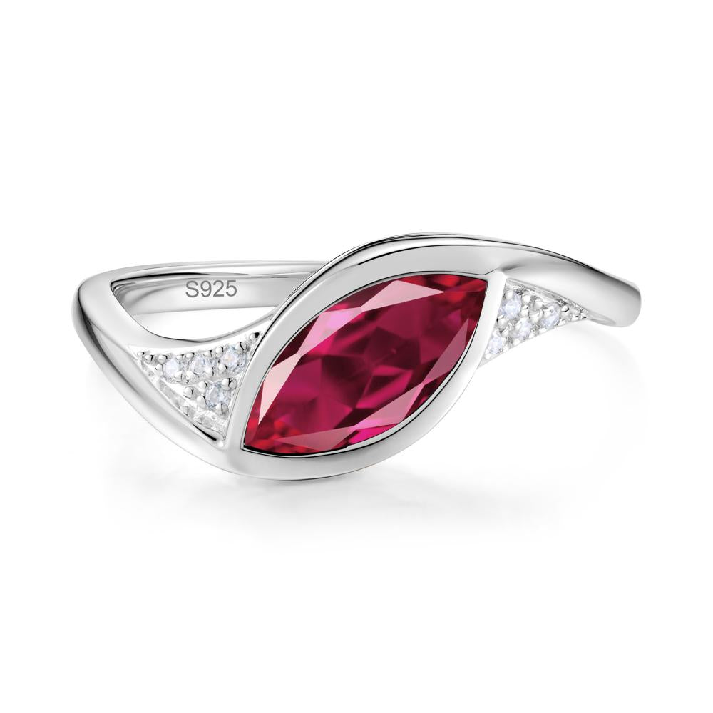 Minimalist Bezel Set Marquise Sapphire Engagement Ring - LUO Jewelry #gemstone_Ruby