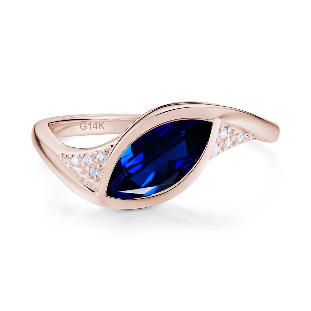 Minimalist Bezel Set Marquise Sapphire Engagement Ring - LUO Jewelry #gemstone_Sapphire