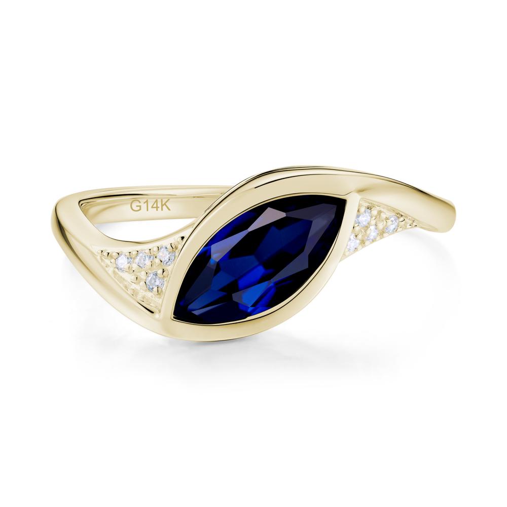 Minimalist Bezel Set Marquise Sapphire Engagement Ring - LUO Jewelry #gemstone_Sapphire