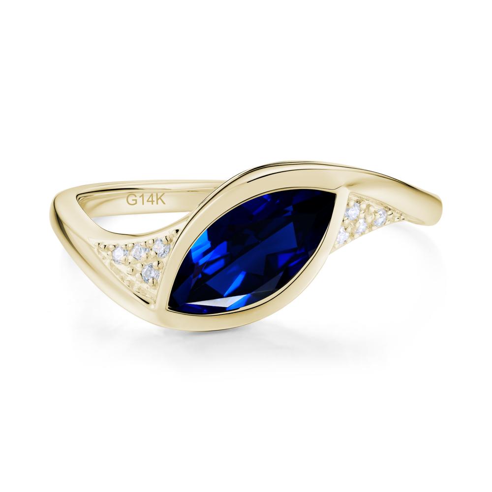 Minimalist Bezel Set Marquise Sapphire Engagement Ring - LUO Jewelry #gemstone_Sapphire