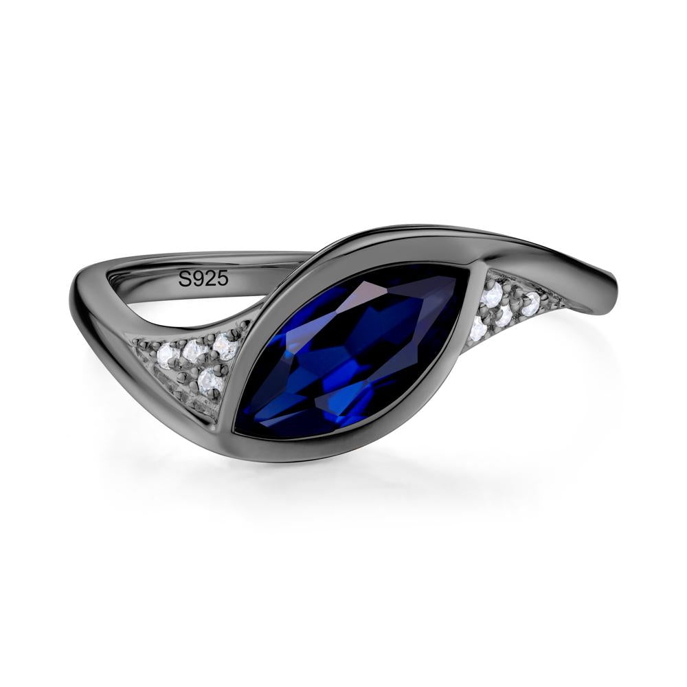 Minimalist Bezel Set Marquise Sapphire Engagement Ring - LUO Jewelry #gemstone_Sapphire