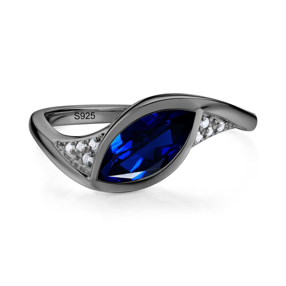 Minimalist Bezel Set Marquise Sapphire Engagement Ring - LUO Jewelry #gemstone_Sapphire