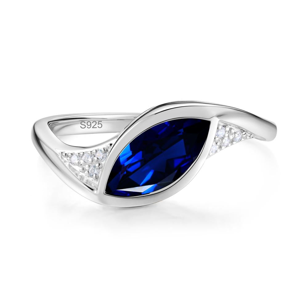 Minimalist Bezel Set Marquise Sapphire Engagement Ring - LUO Jewelry #gemstone_Sapphire