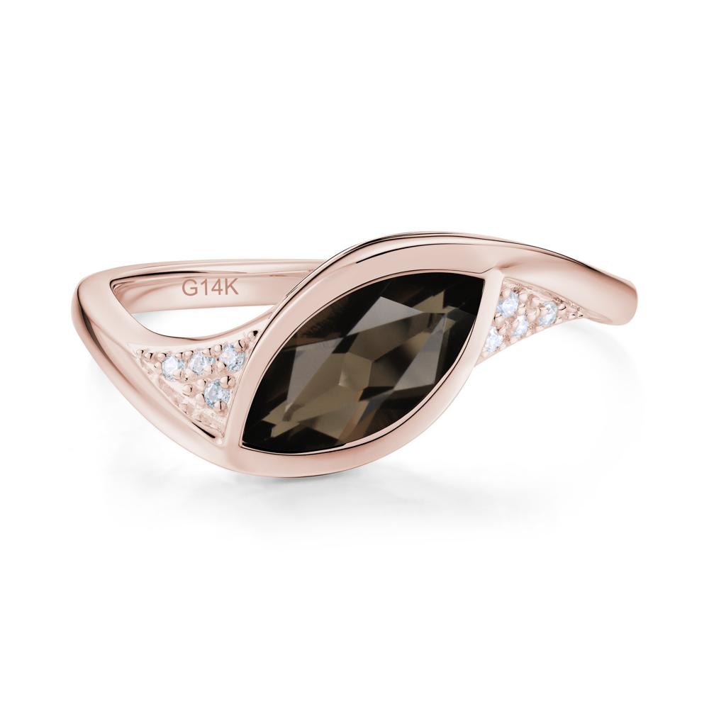 Minimalist Bezel Set Marquise Sapphire Engagement Ring - LUO Jewelry #gemstone_Smoky Quartz
