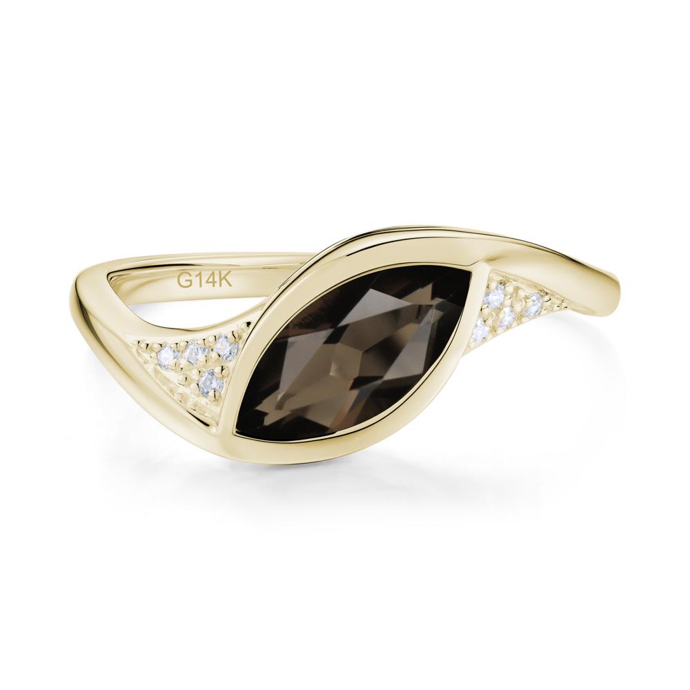 Minimalist Bezel Set Marquise Sapphire Engagement Ring - LUO Jewelry #gemstone_Smoky Quartz