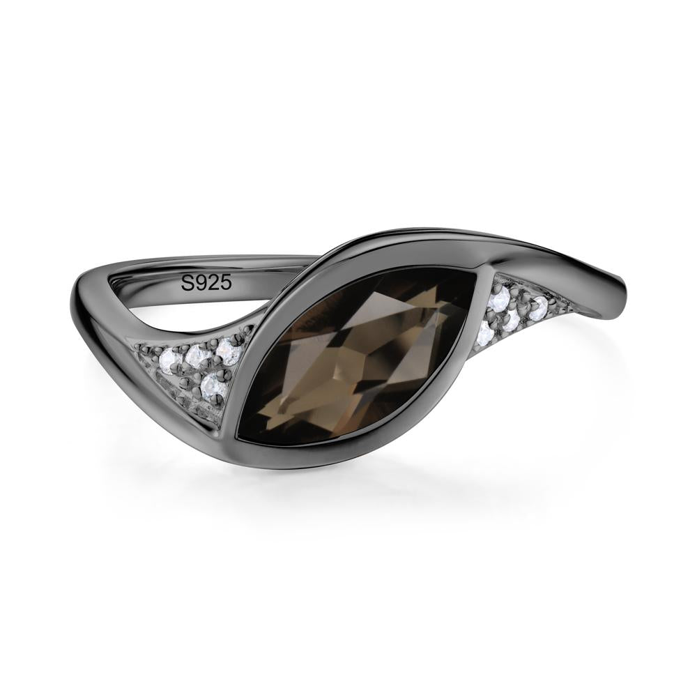 Minimalist Bezel Set Marquise Sapphire Engagement Ring - LUO Jewelry #gemstone_Smoky Quartz