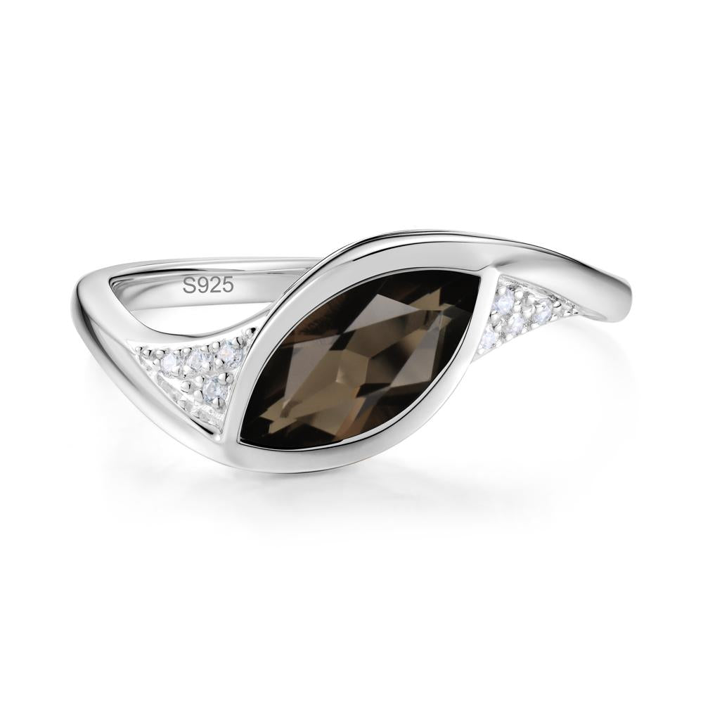 Minimalist Bezel Set Marquise Sapphire Engagement Ring - LUO Jewelry #gemstone_Smoky Quartz