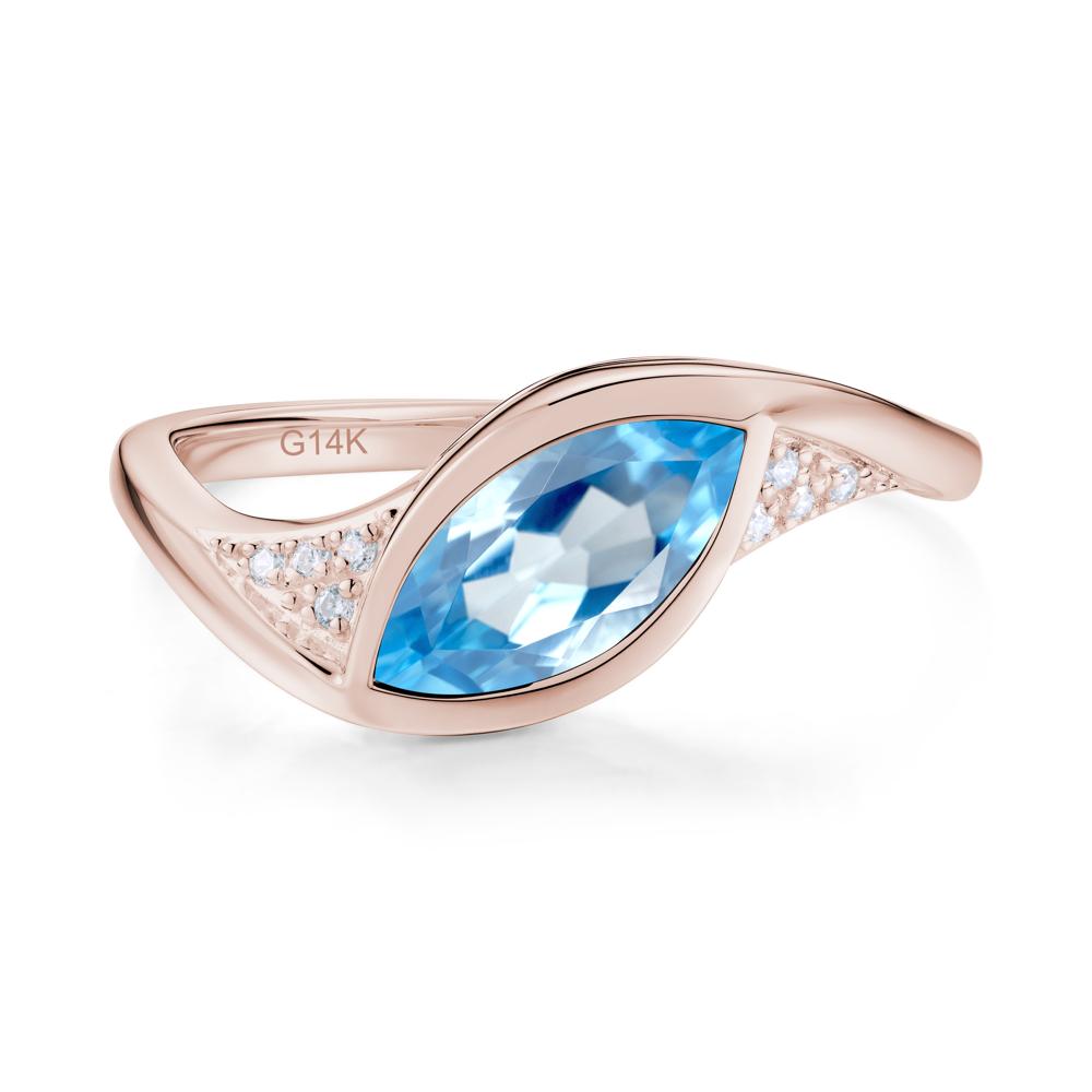 Minimalist Bezel Set Marquise Sapphire Engagement Ring - LUO Jewelry #gemstone_Swiss Blue Topaz