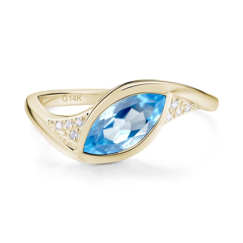Minimalist Bezel Set Marquise Sapphire Engagement Ring - LUO Jewelry #gemstone_Swiss Blue Topaz