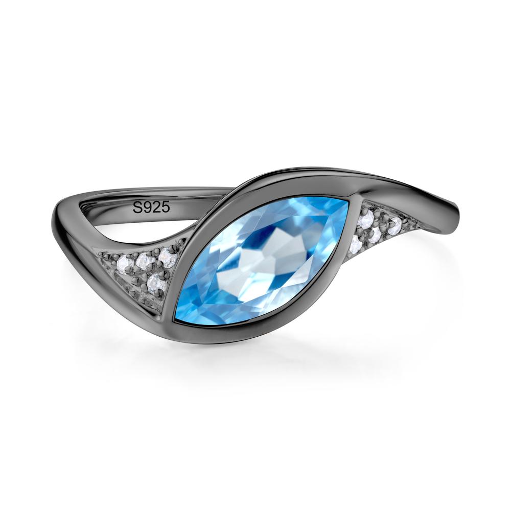 Minimalist Bezel Set Marquise Sapphire Engagement Ring - LUO Jewelry #gemstone_Swiss Blue Topaz