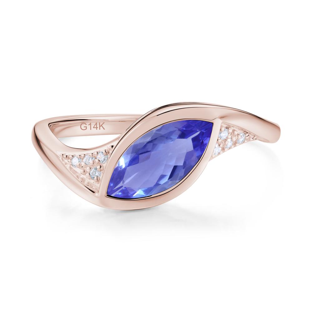 Minimalist Bezel Set Marquise Sapphire Engagement Ring - LUO Jewelry #gemstone_Tanzanite
