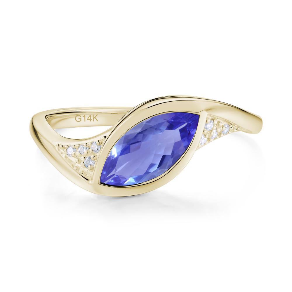 Minimalist Bezel Set Marquise Sapphire Engagement Ring - LUO Jewelry #gemstone_Tanzanite