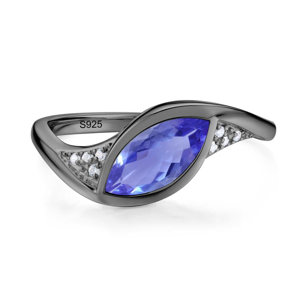 Minimalist Bezel Set Marquise Sapphire Engagement Ring - LUO Jewelry #gemstone_Tanzanite