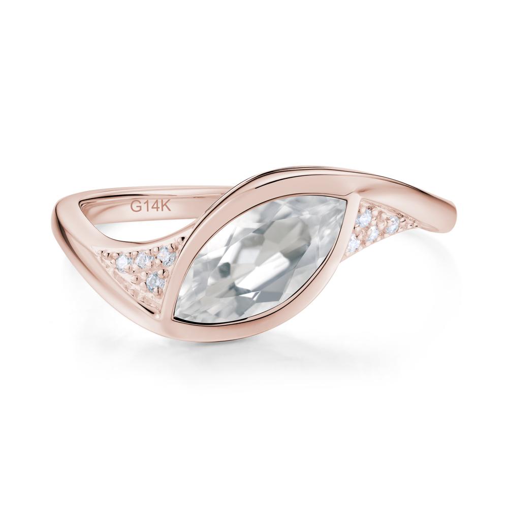 Minimalist Bezel Set Marquise Sapphire Engagement Ring - LUO Jewelry #gemstone_White Topaz