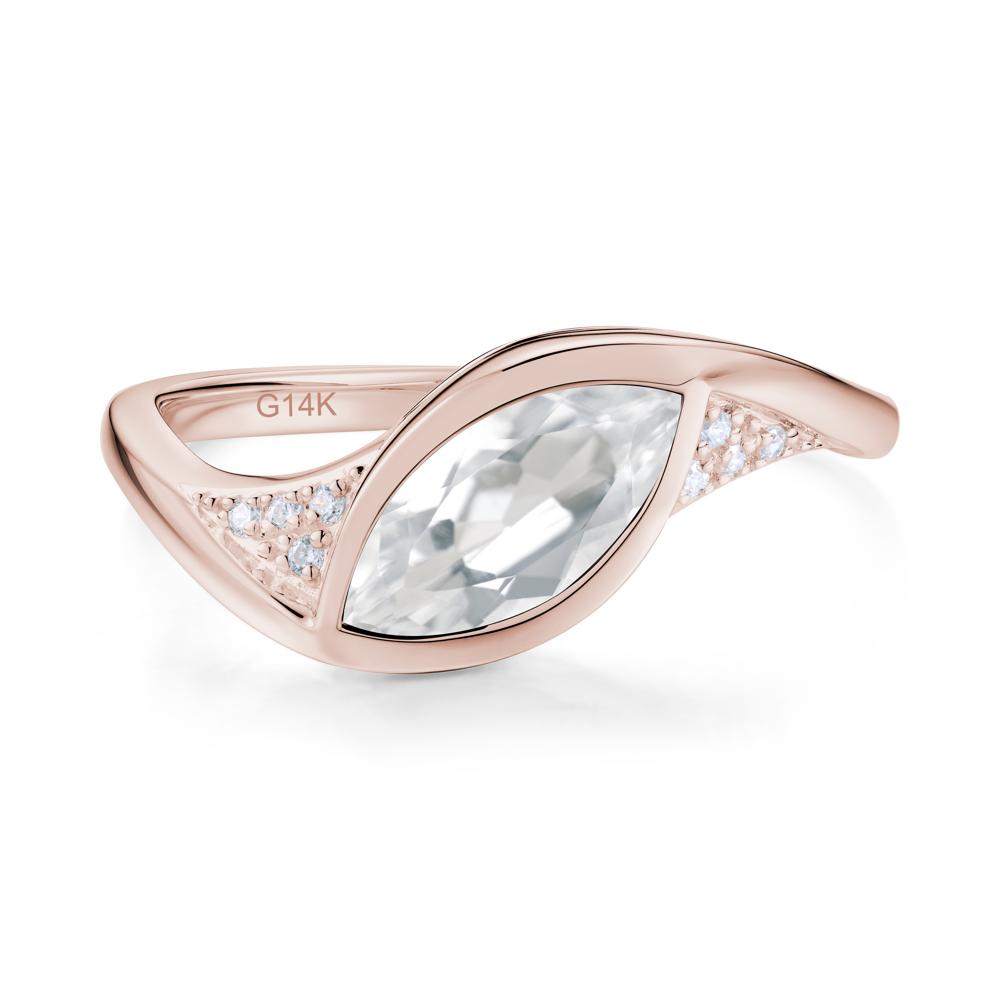 Minimalist Bezel Set Marquise Sapphire Engagement Ring - LUO Jewelry #gemstone_White Topaz