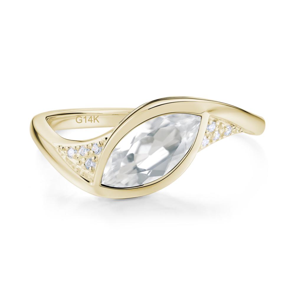 Minimalist Bezel Set Marquise Sapphire Engagement Ring - LUO Jewelry #gemstone_White Topaz