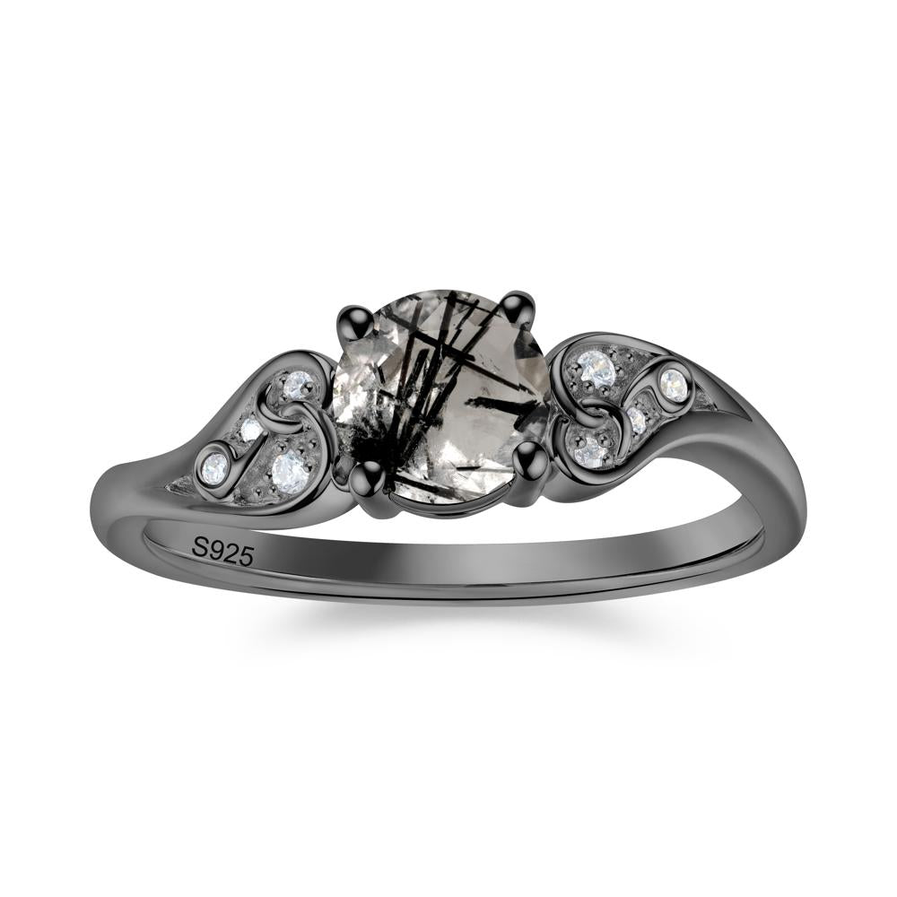 Vintage Heart Knot Design Sapphire Ring - LUO Jewelry #gemstone_Black Rutilated Quartz
