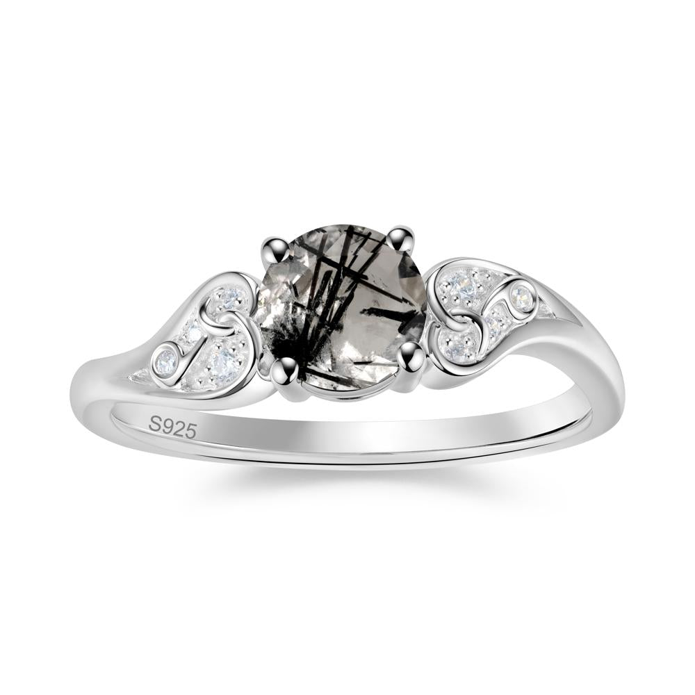Vintage Heart Knot Design Sapphire Ring - LUO Jewelry #gemstone_Black Rutilated Quartz