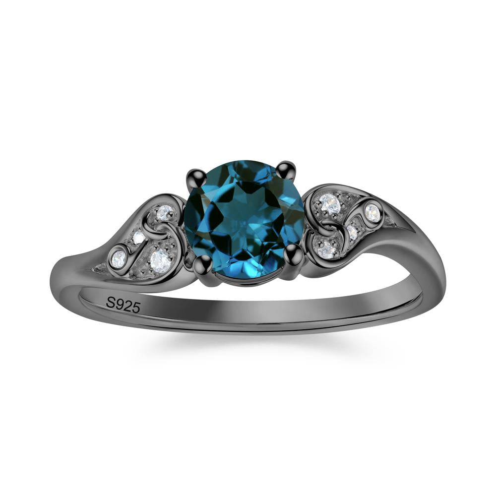 Vintage Heart Knot Design Sapphire Ring - LUO Jewelry #gemstone_London Blue Topaz