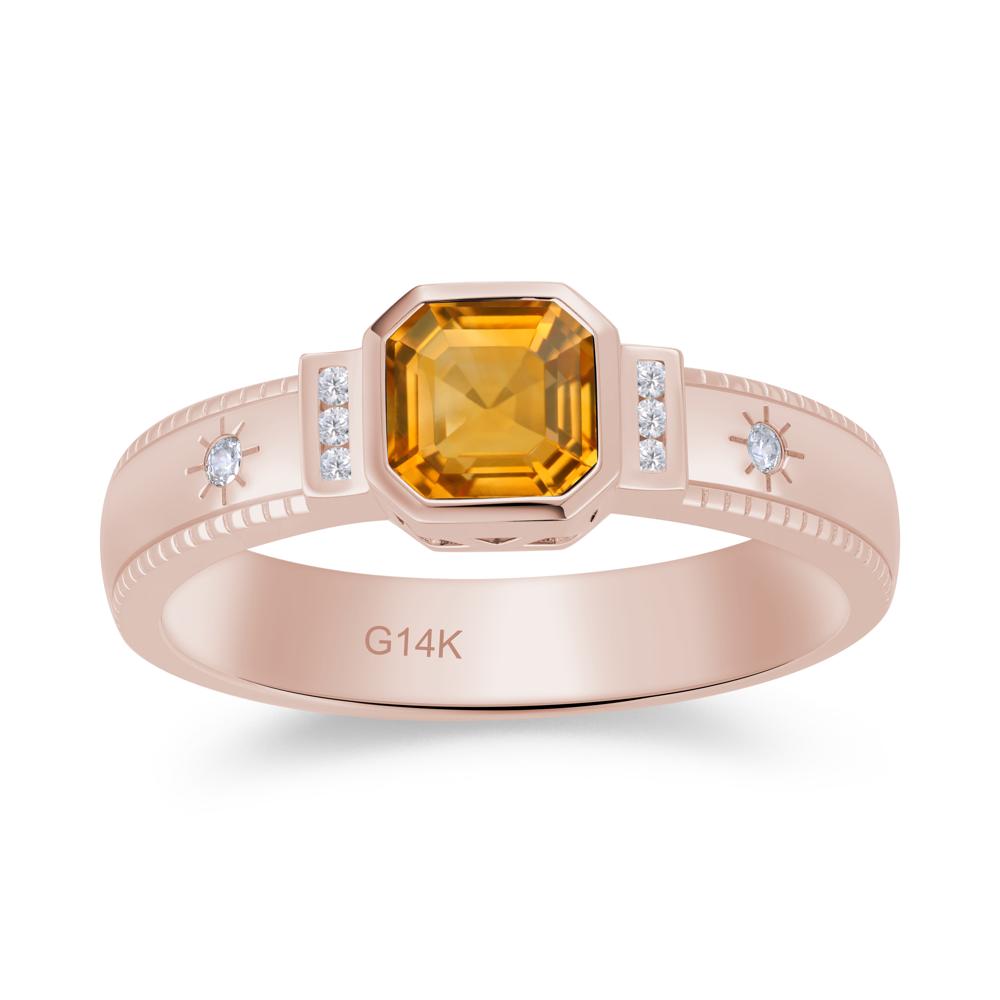 Vintage Asscher Cut Engraved Star Peridot Ring - LUO Jewelry #gemstone_Citrine