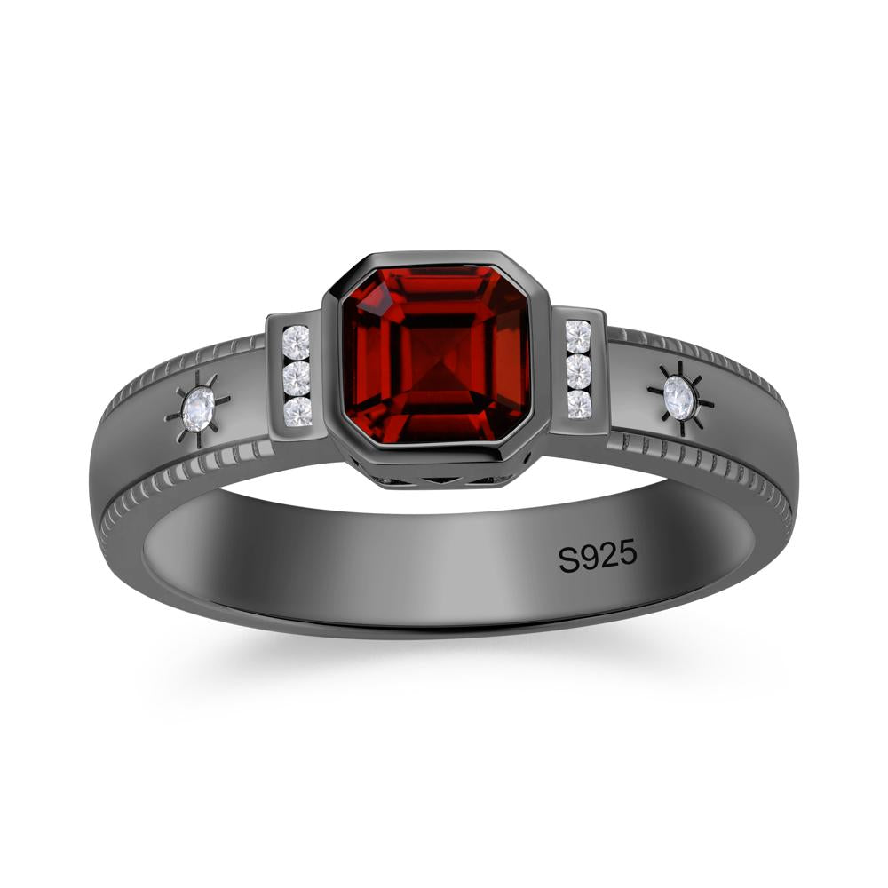 Vintage Asscher Cut Engraved Star Peridot Ring - LUO Jewelry #gemstone_Garnet
