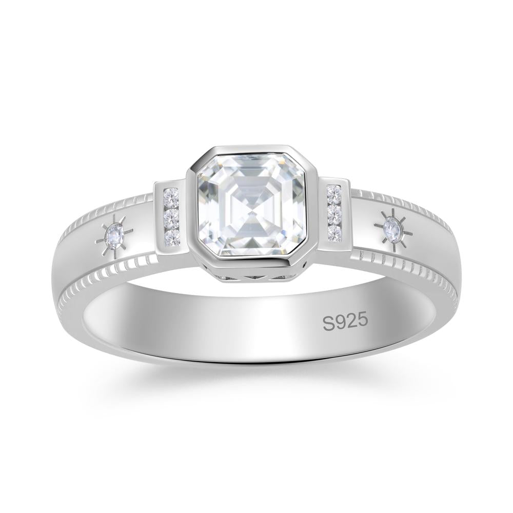Vintage Asscher Cut Engraved Star Peridot Ring - LUO Jewelry #gemstone_Moissanite