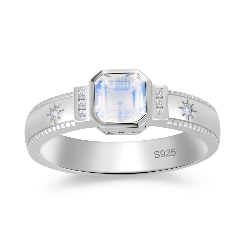 Vintage Asscher Cut Engraved Star Peridot Ring - LUO Jewelry #gemstone_Moonstone