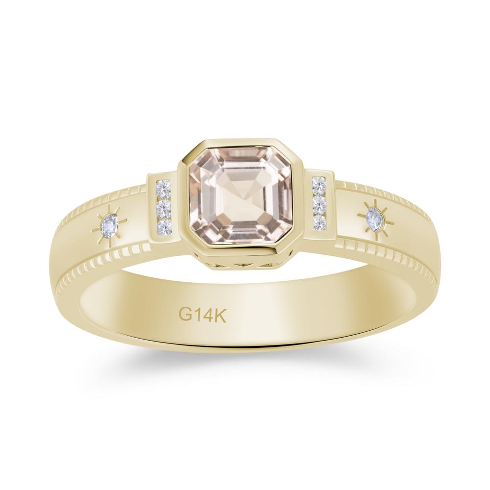 Vintage Asscher Cut Engraved Star Peridot Ring - LUO Jewelry #gemstone_Morganite