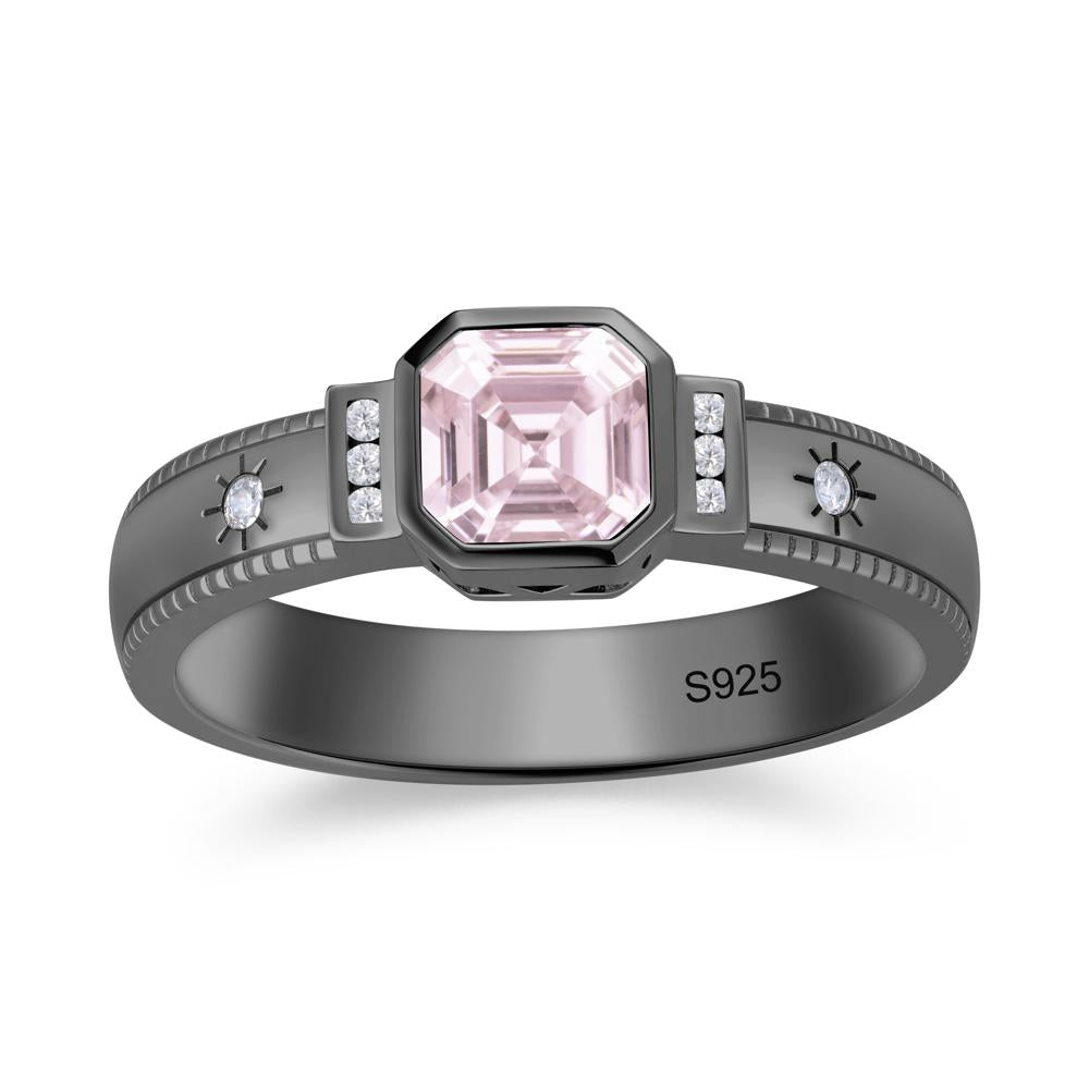 Vintage Asscher Cut Engraved Star Peridot Ring - LUO Jewelry #gemstone_Pink Cubic Zirconia