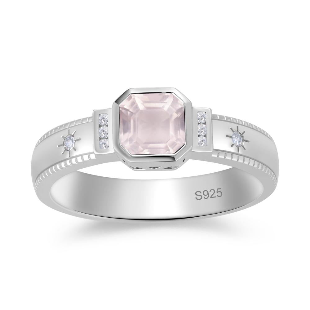 Vintage Asscher Cut Engraved Star Peridot Ring - LUO Jewelry #gemstone_Rose Quartz