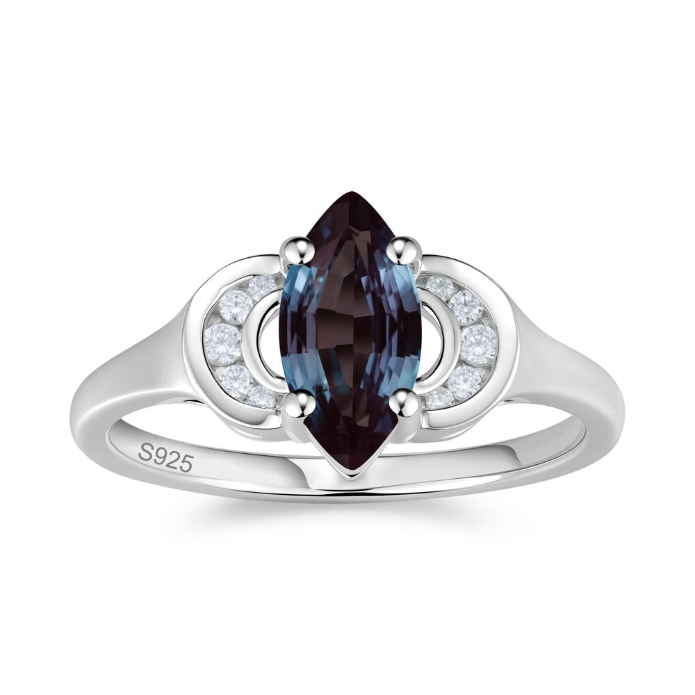 Romantic Lunar Halo Marquise Mystic Topaz Ring for Her - LUO Jewelry #gemstone_Alexandrite