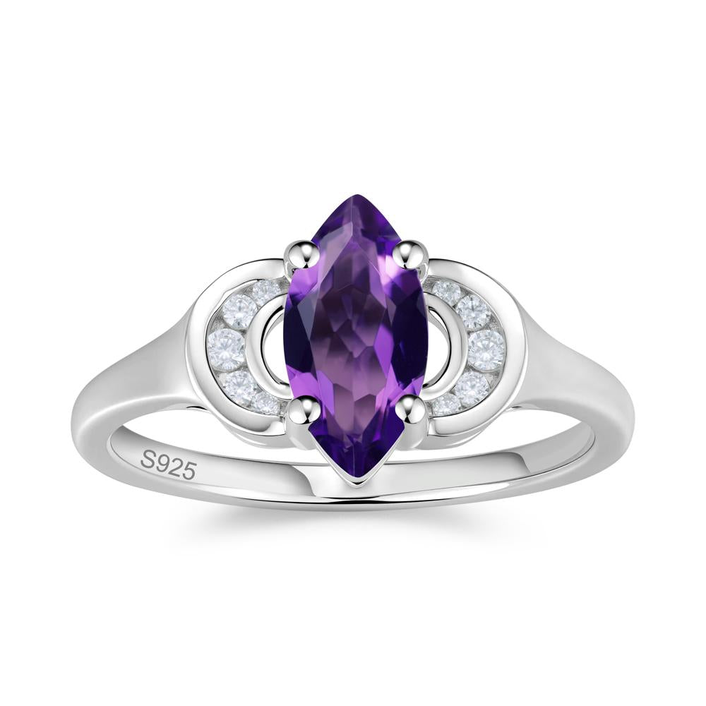 Romantic Lunar Halo Marquise Mystic Topaz Ring for Her - LUO Jewelry #gemstone_Amethyst