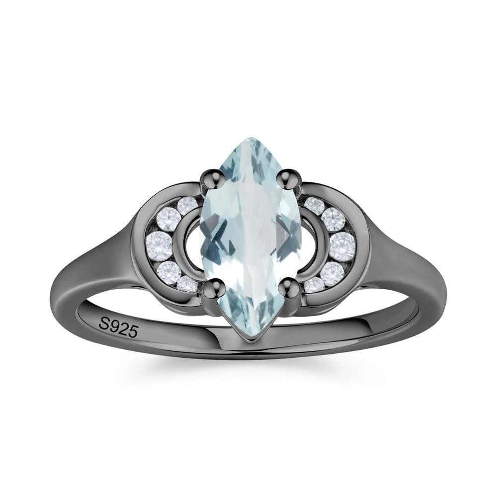 Romantic Lunar Halo Marquise Mystic Topaz Ring for Her - LUO Jewelry #gemstone_Aquamarine
