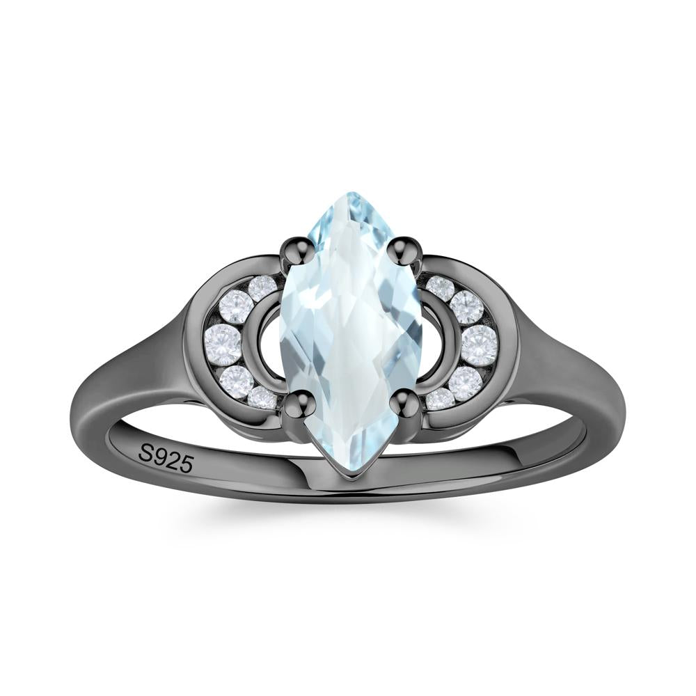 Romantic Lunar Halo Marquise Mystic Topaz Ring for Her - LUO Jewelry #gemstone_Aquamarine