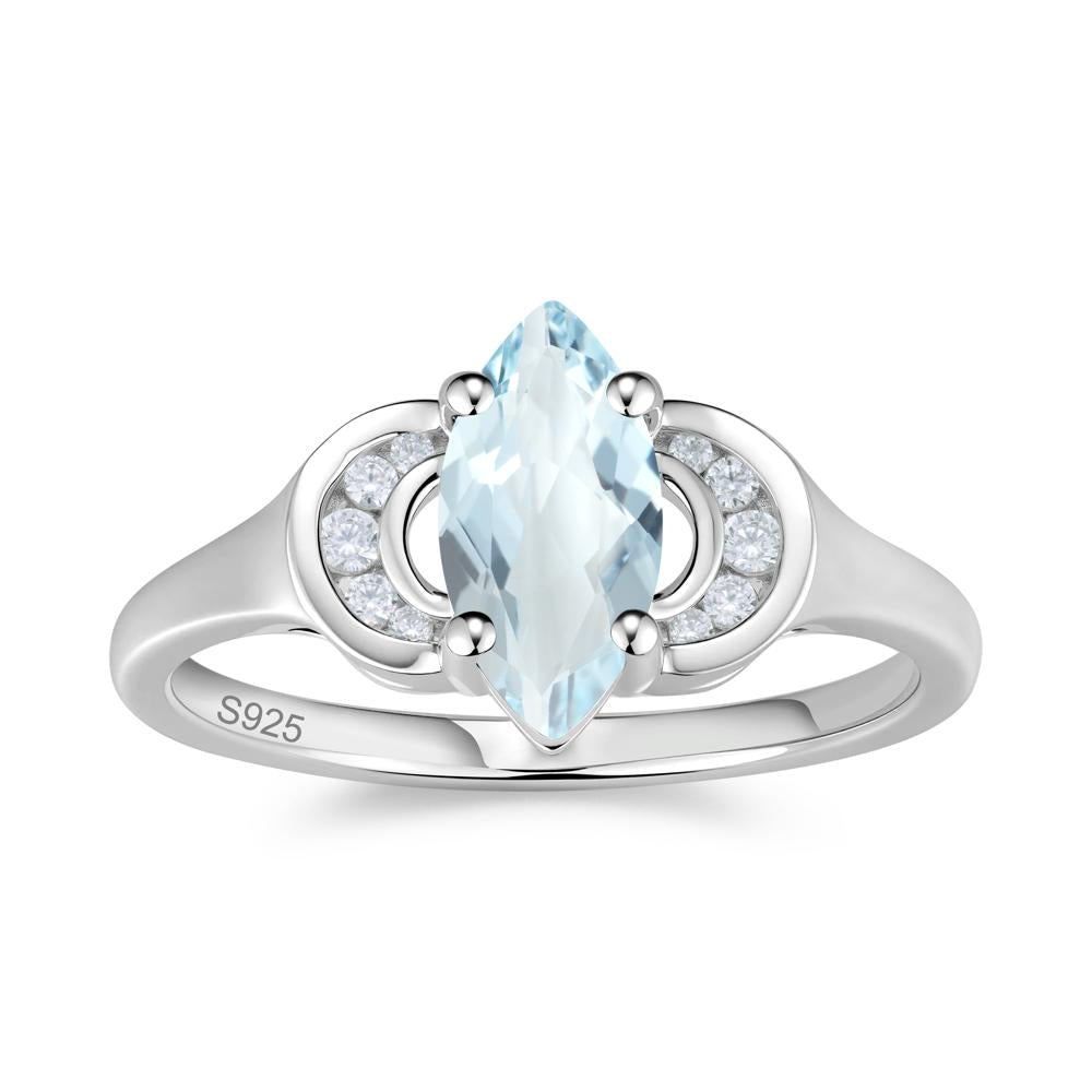 Romantic Lunar Halo Marquise Mystic Topaz Ring for Her - LUO Jewelry #gemstone_Aquamarine