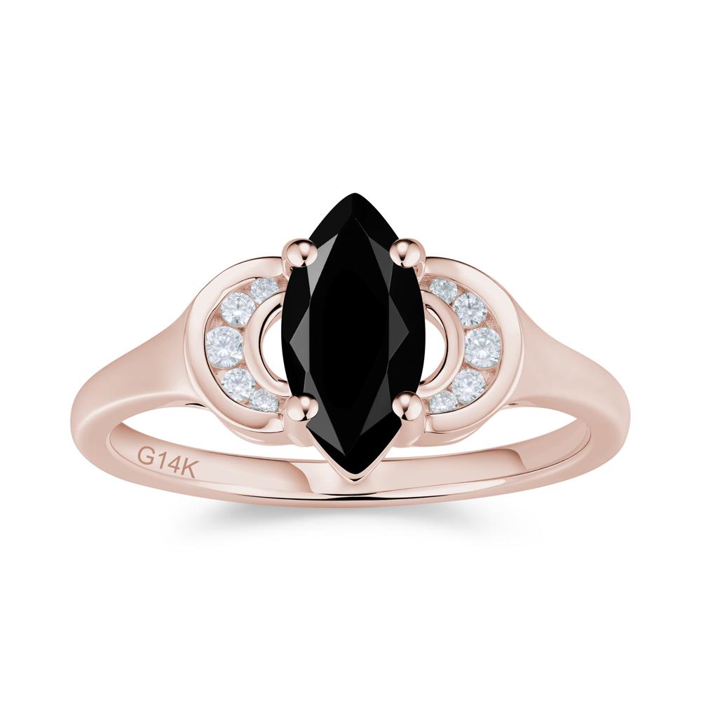 Romantic Lunar Halo Marquise Mystic Topaz Ring for Her - LUO Jewelry #gemstone_Black Spinel