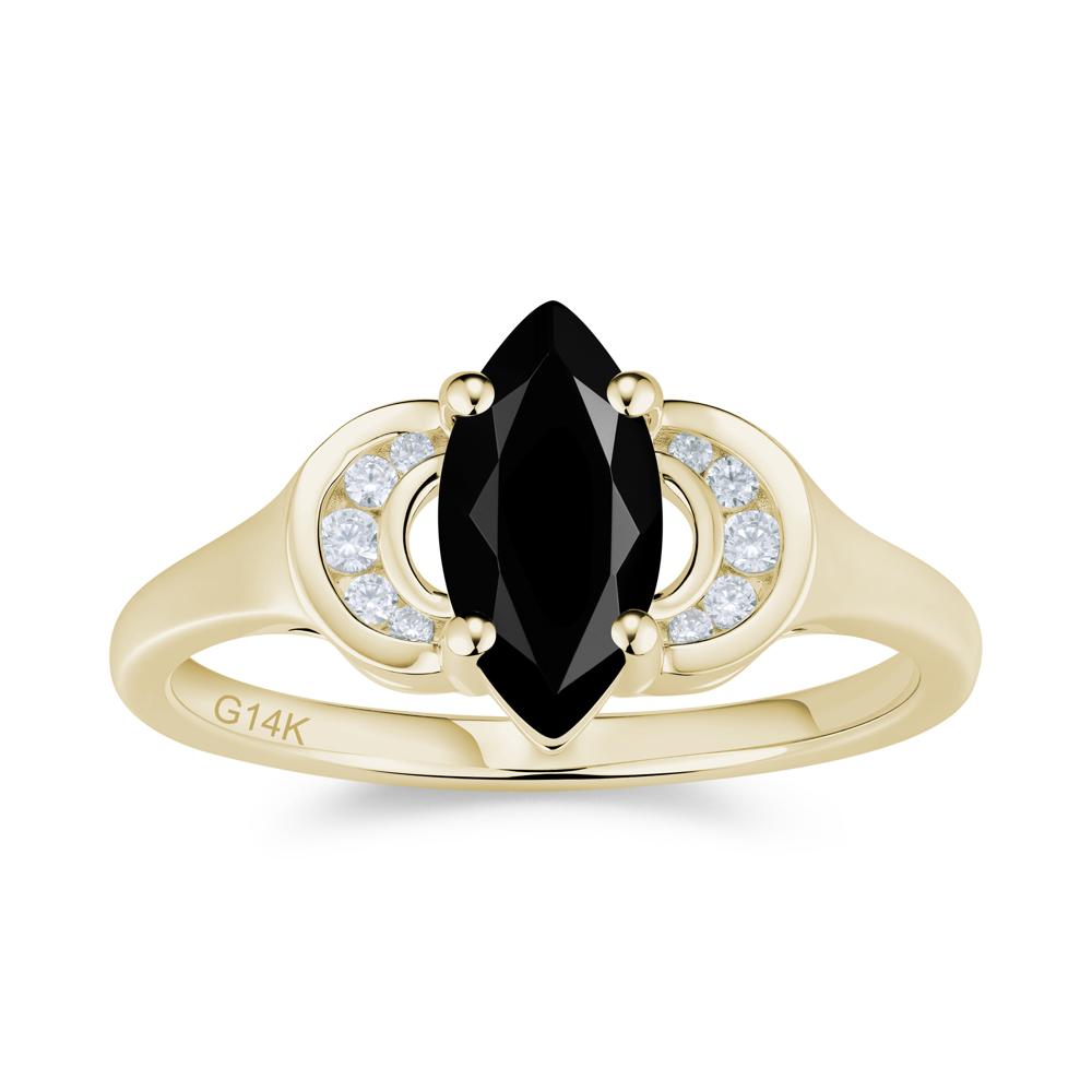 Romantic Lunar Halo Marquise Mystic Topaz Ring for Her - LUO Jewelry #gemstone_Black Spinel