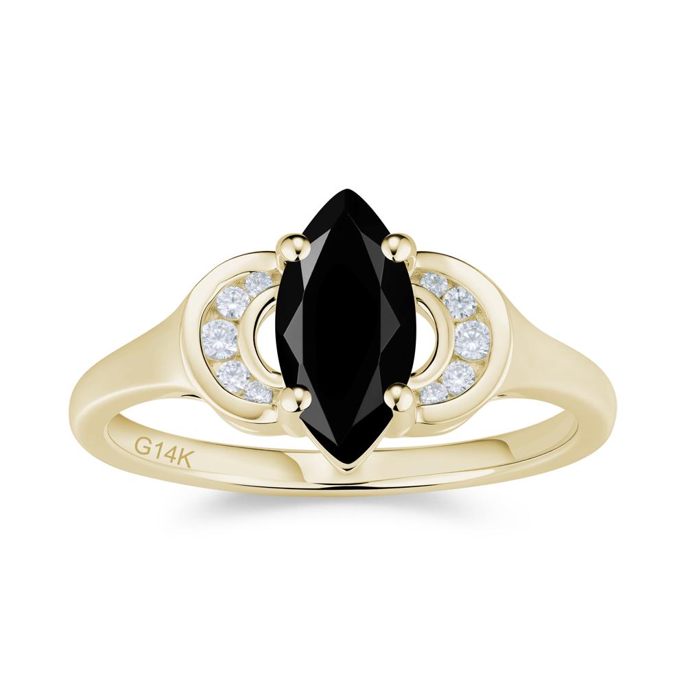 Romantic Lunar Halo Marquise Mystic Topaz Ring for Her - LUO Jewelry #gemstone_Black Spinel