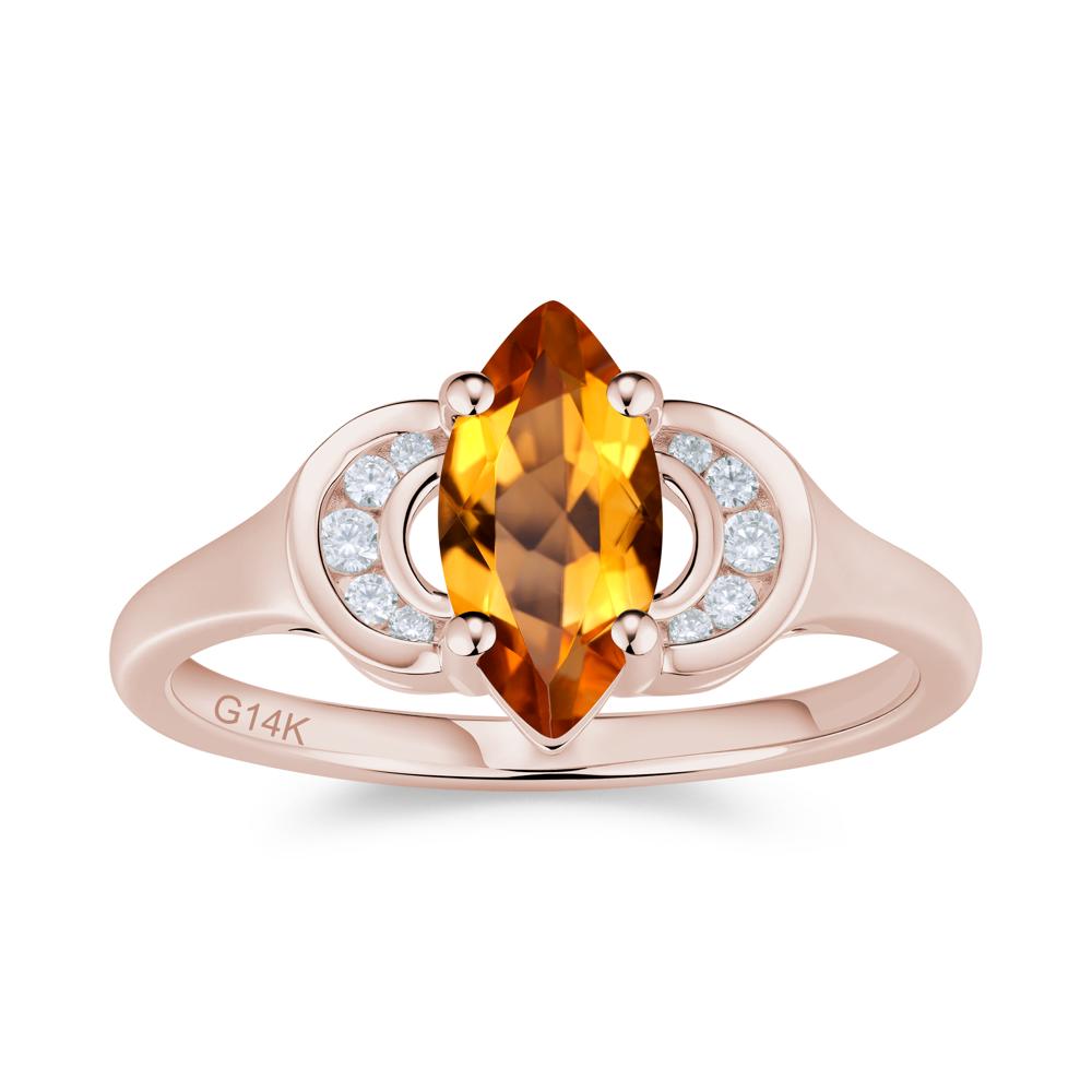 Romantic Lunar Halo Marquise Mystic Topaz Ring for Her - LUO Jewelry #gemstone_Citrine