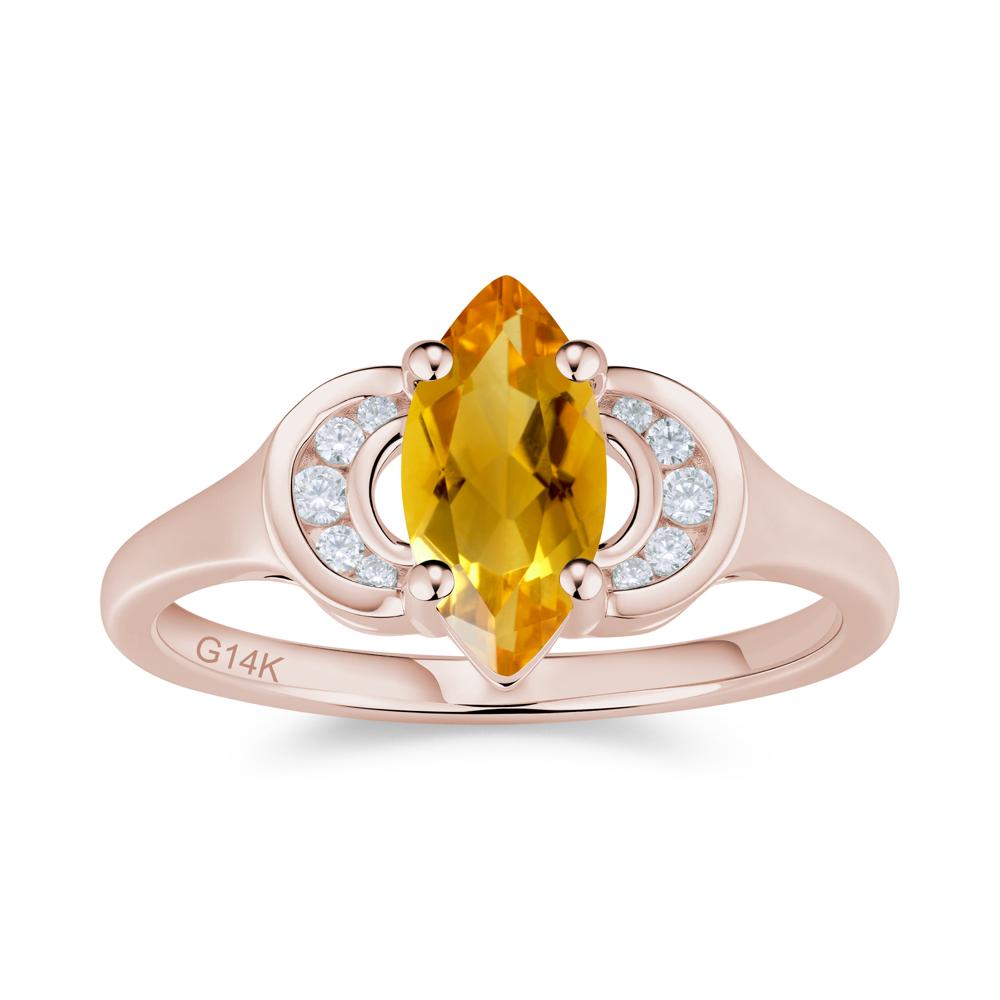 Romantic Lunar Halo Marquise Mystic Topaz Ring for Her - LUO Jewelry #gemstone_Citrine
