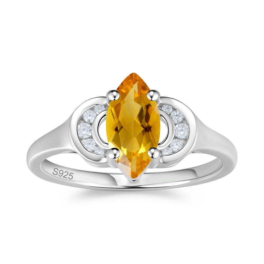 Romantic Lunar Halo Marquise Mystic Topaz Ring for Her - LUO Jewelry #gemstone_Citrine